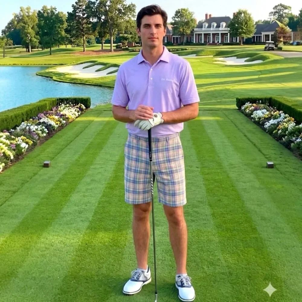 Peter Millar Crown Sport Old Waverly Madras Plaid Casual Golf Shorts – Men's 36